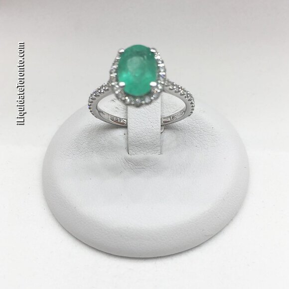 Natural Colombian Green Emerald & 14K Halo Diamond Ring. 1.55 CTW Appraisal - Picture 11 of 12